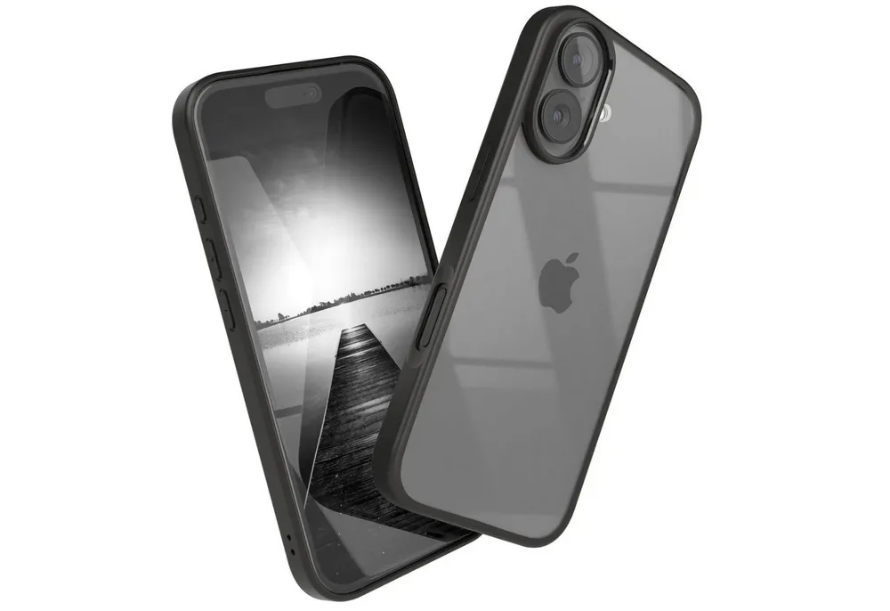 EAZY CASE Handyhülle Bumper Case für Apple iPhone 17 6,3 Zoll, Hülle Durchsichtig kratzfest Back Cover mit Displayschutz Schwarz