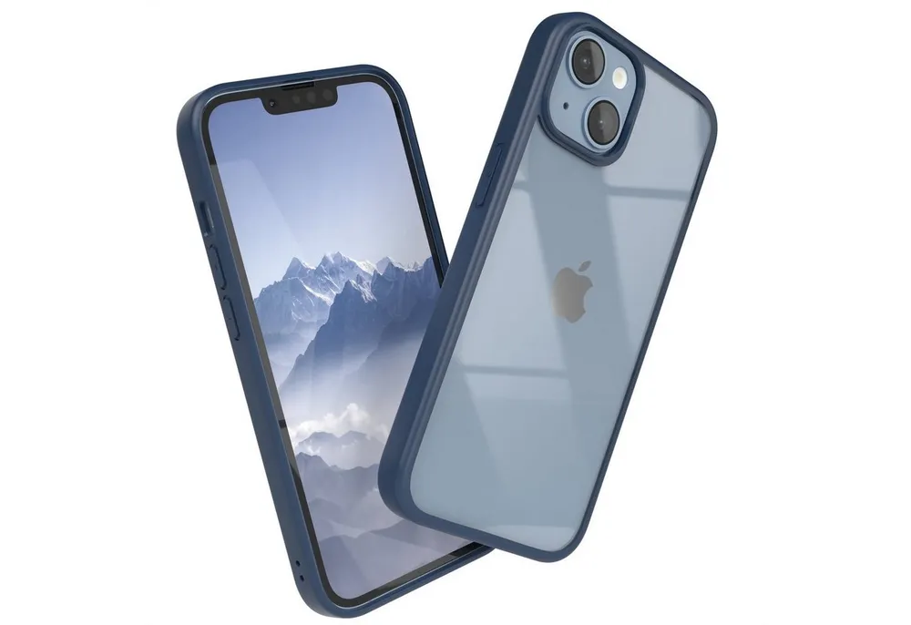EAZY CASE Handyhülle Bumper Case für Apple iPhone 14 / iPhone 13 6,1 Zoll, Handyhülle Dünn mit Kameraschutz Hybrid Handyhülle Rand Nacht Blau