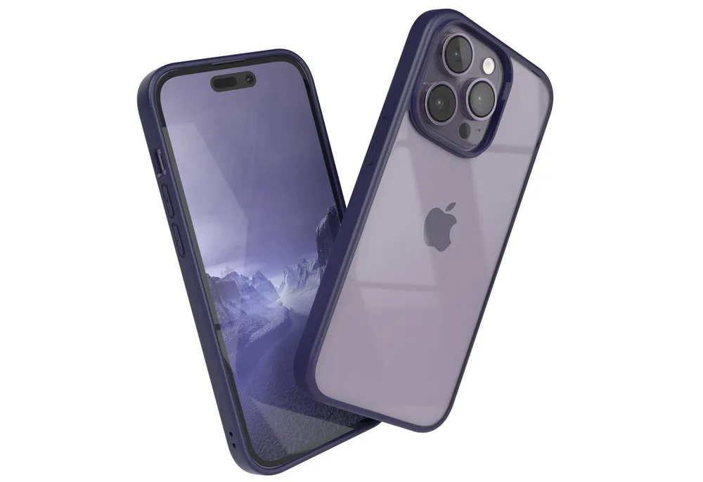 EAZY CASE Handyhülle Bumper Case für Apple iPhone 14 Pro 6,1 Zoll, Schutzhülle kratzfest Slim Cover Transparent Hybrid Handyhülle Lila