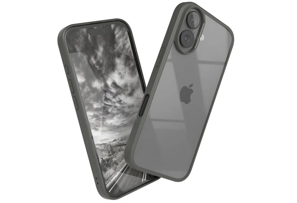 EAZY CASE Handyhülle Bumper Case für Apple iPhone 17 6,3 Zoll, Schutzhülle mit Kameraschutz transparent stoßfestes Backcover Grau