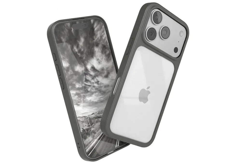 EAZY CASE Handyhülle Bumper Case für Apple iPhone 17 Pro 6,3 Zoll, Schutzhülle mit Kameraschutz transparent stoßfestes Backcover Grau
