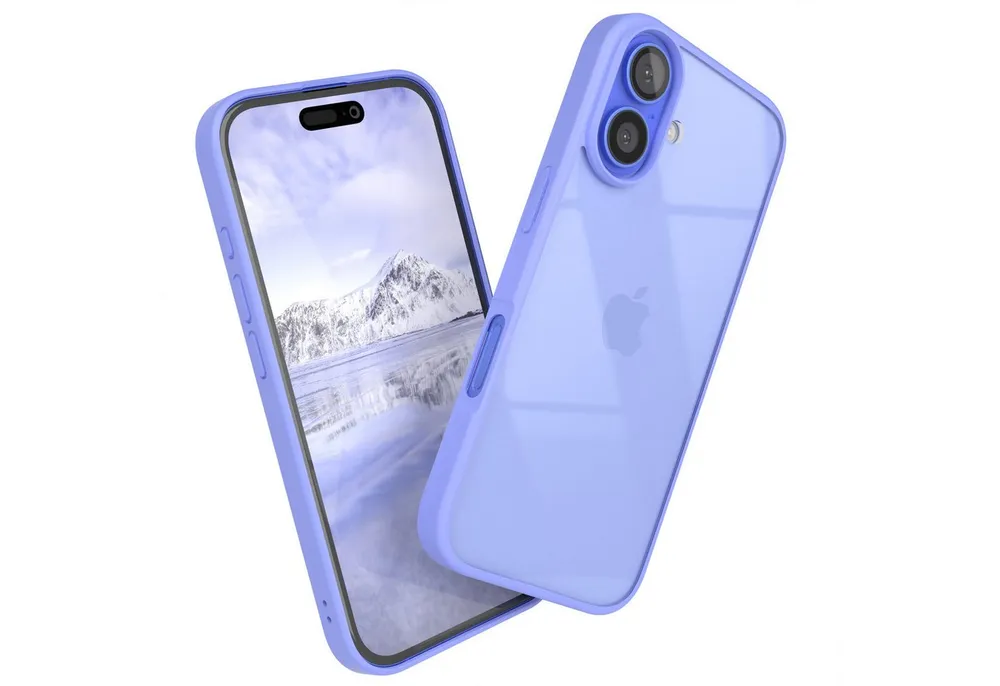 EAZY CASE Handyhülle Bumper Case für Apple iPhone 16 6,1 Zoll, Smart Slimcover Transparent stoßfest Hybrid Hülle Back Cover Blau