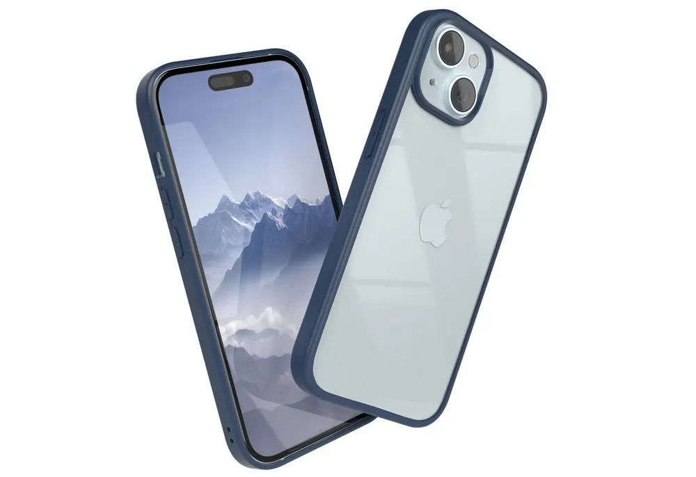 EAZY CASE Handyhülle Bumper Case für Apple iPhone 15 6,1 Zoll, Handyhülle Dünn mit Kameraschutz Hybrid Handyhülle Rand Nacht Blau