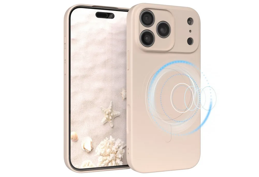 EAZY CASE Handyhülle für Apple iPhone 17 Pro Max Hülle Silikon 6,9 Zoll, Schutzcase mit MagSafe Slimcover Silikonschutzhülle elastisch Taupe
