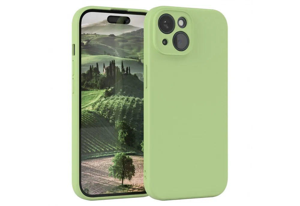 EAZY CASE Handyhülle für Apple iPhone 15 Hülle Silikon 6,1 Zoll, Smart Slimcover Matt Silikon Schutzhülle mit Kameraschutz tpu Grün