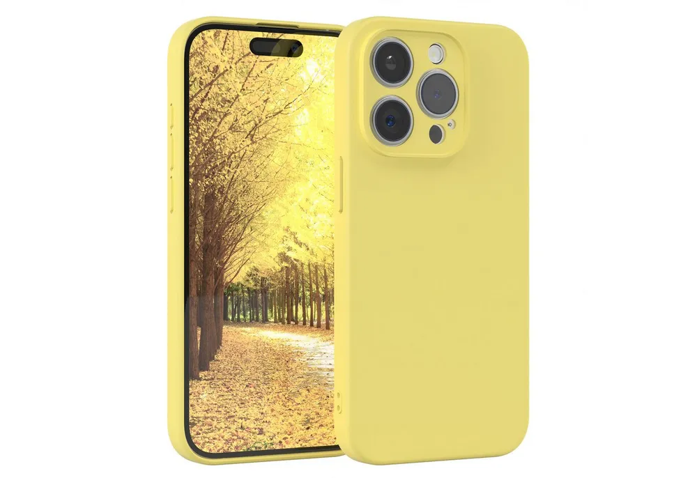 EAZY CASE Handyhülle für Apple iPhone 15 Pro Hülle Silikon 6,1 Zoll, Handy Softcase stoßfest Hülle mit Kameraschutz Bumper Tpuhülle Gelb