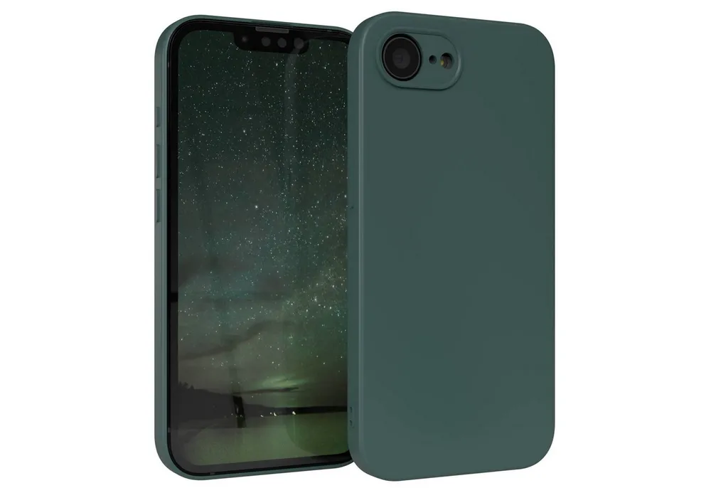 EAZY CASE Handyhülle für Apple iPhone 16e Hülle Silikon 6,1 Zoll, Silikon Schutzhülle mit Kameraschutz kratzfestes Bumper Nachtgrün
