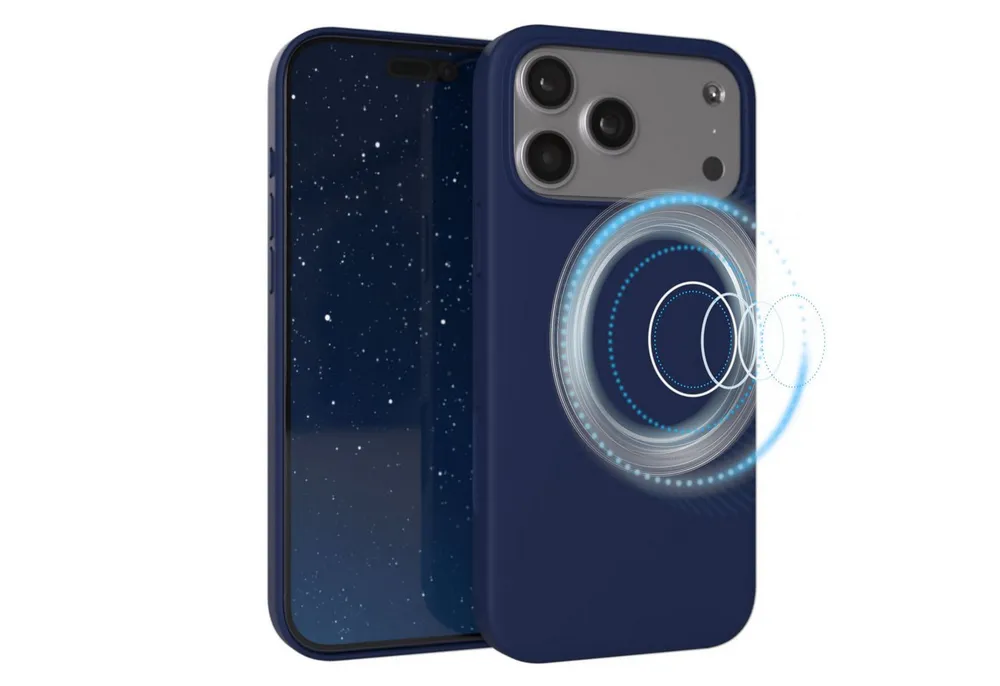 EAZY CASE Handyhülle für Apple iPhone 17 Pro Max Hülle Silikon 6,9 Zoll, Bumper Case MagSafe Matt Slimcover Silikonschutzhülle elastisch Blau