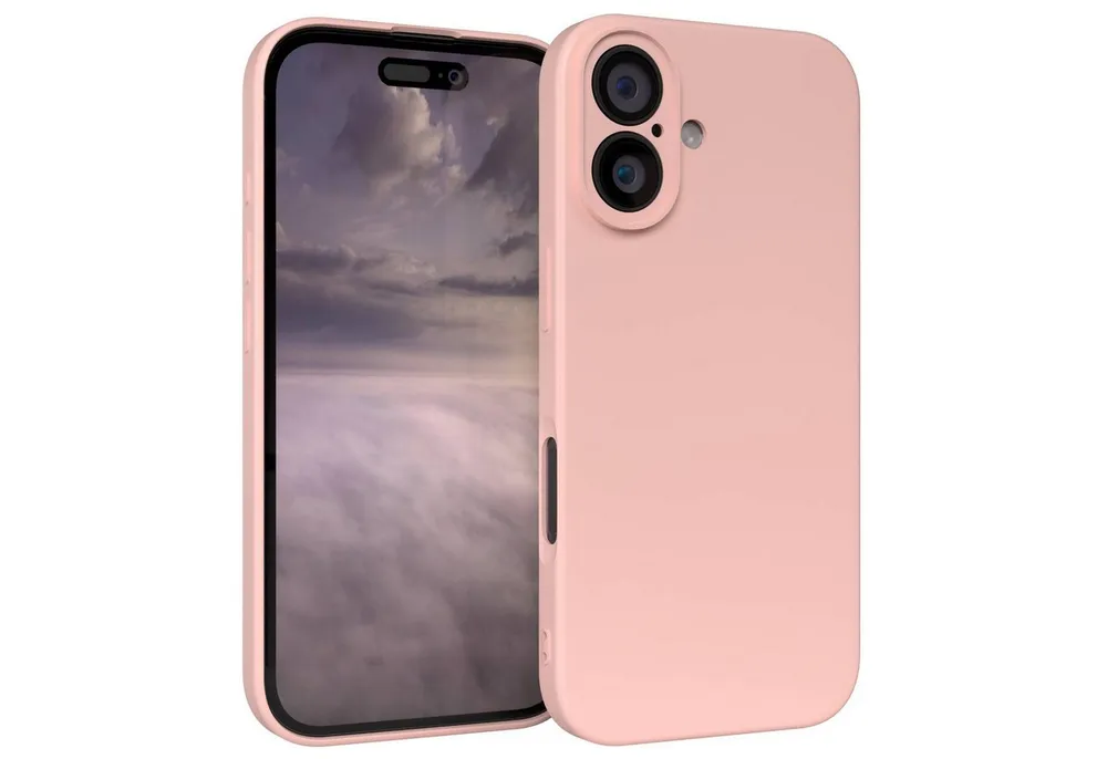 EAZY CASE Handyhülle für Apple iPhone 16 Hülle Silikon 6,1 Zoll, Hülle mit Kameraschutz Bumper Case Silikonschutzhülle Rosa / Altrosa