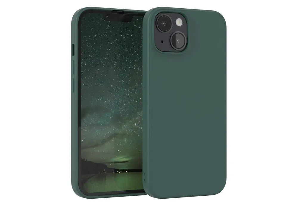EAZY CASE Handyhülle für Apple iPhone 14 Hülle Silikon 6,1 Zoll, Silikon Schutzhülle mit Kameraschutz kratzfest bumper Grün / Nachtgrün