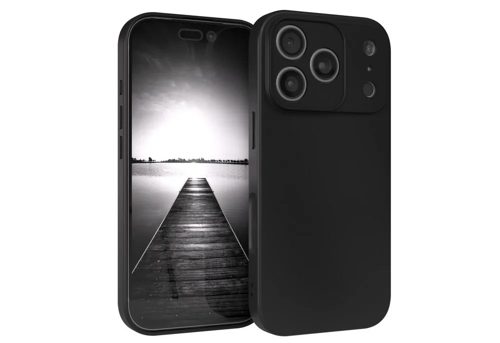 EAZY CASE Handyhülle für Apple iPhone 17 Pro Hülle Silikon 6,3 Zoll, Silikon Schutzhülle mit Kameraschutz kratzfest Back Cover Etui Schwarz