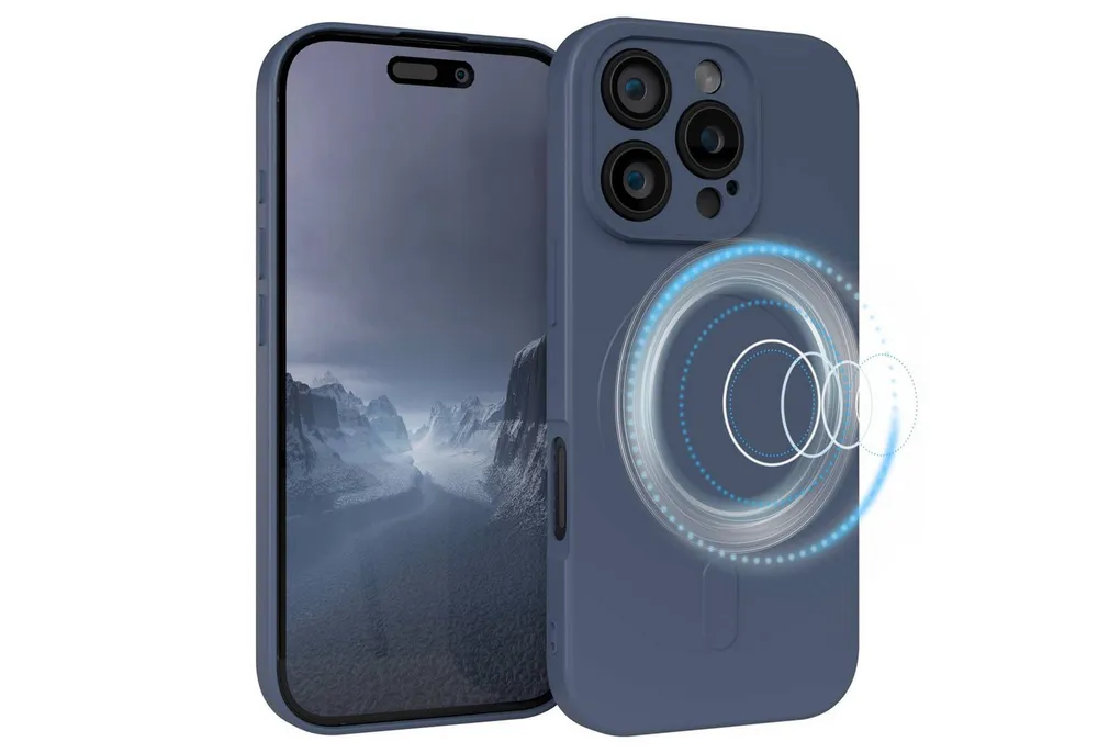 EAZY CASE Handyhülle für Apple iPhone 16 Pro Hülle Silikon 6,3 Zoll, Softcase mit MagSafe mattierte Silikonhülle Back Cover Petrol