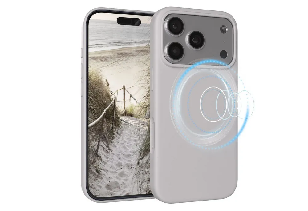 EAZY CASE Handyhülle für Apple iPhone 17 Pro Hülle Silikon 6,3 Zoll, Schutzhülle Silikon MagSafe mit Kameraschutz Handyschutz Hellgrau