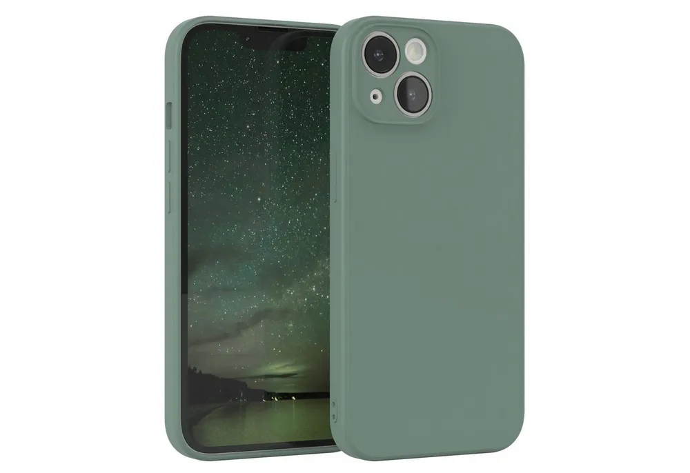 EAZY CASE Handyhülle für Apple iPhone 14 Hülle Silikon 6,1 Zoll, Schutzhülle mit Kameraschutz stoßfest telefonhülle Matt Dunkelgrün