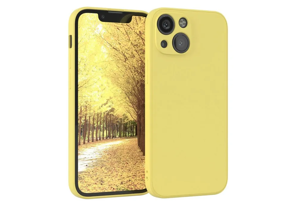 EAZY CASE Handyhülle für Apple iPhone 13 Mini Hülle Silikon 5,4 Zoll, Handy Softcase stoßfest Hülle mit Kameraschutz bumper TPU Hülle Gelb