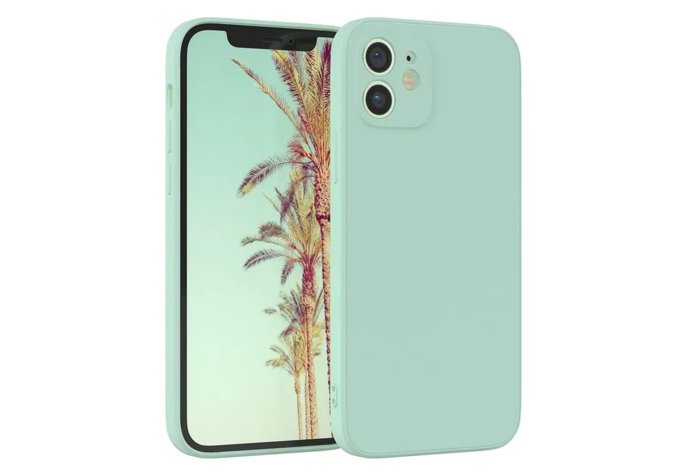 EAZY CASE Handyhülle für Apple iPhone 12 Hülle Silikon 6,1 Zoll, Hülle Silikon kratzfest Smart Slimcover Bumper Case Etui Mint Grün