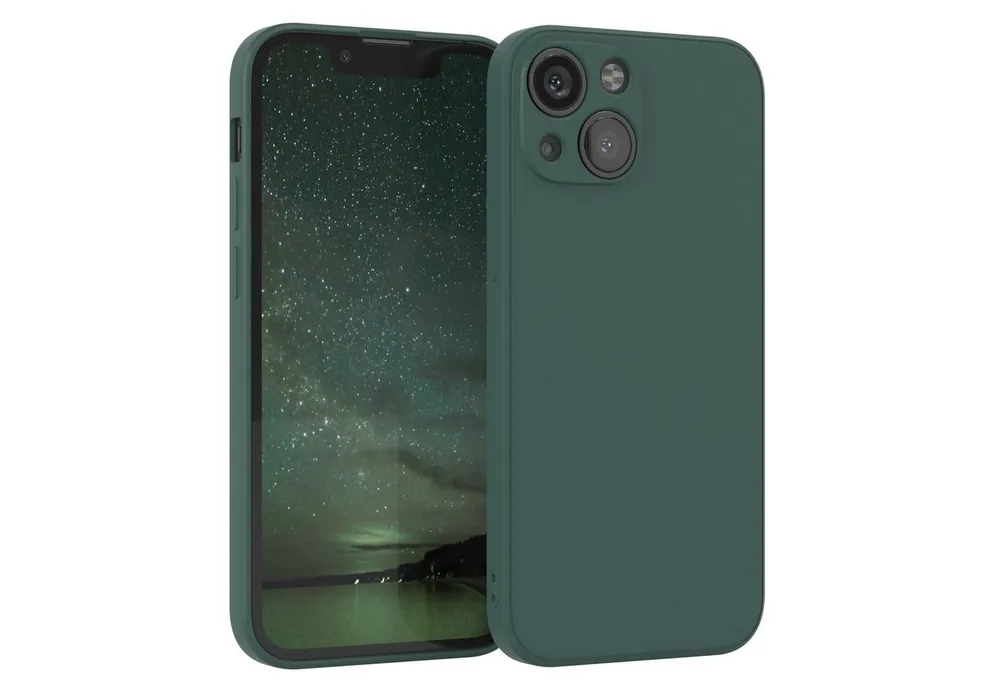 EAZY CASE Handyhülle für Apple iPhone 13 Mini Hülle Silikon 5,4 Zoll, Silikon Schutzhülle mit Kameraschutz kratzfest bumper Grün / Nachtgrün