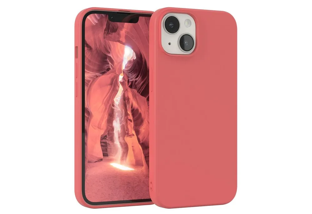 EAZY CASE Handyhülle für Apple iPhone 14 Hülle Silikon 6,1 Zoll, Schutzhülle mit Kameraschutz stoßfest telefonhülle Matt Rot / Hellrot