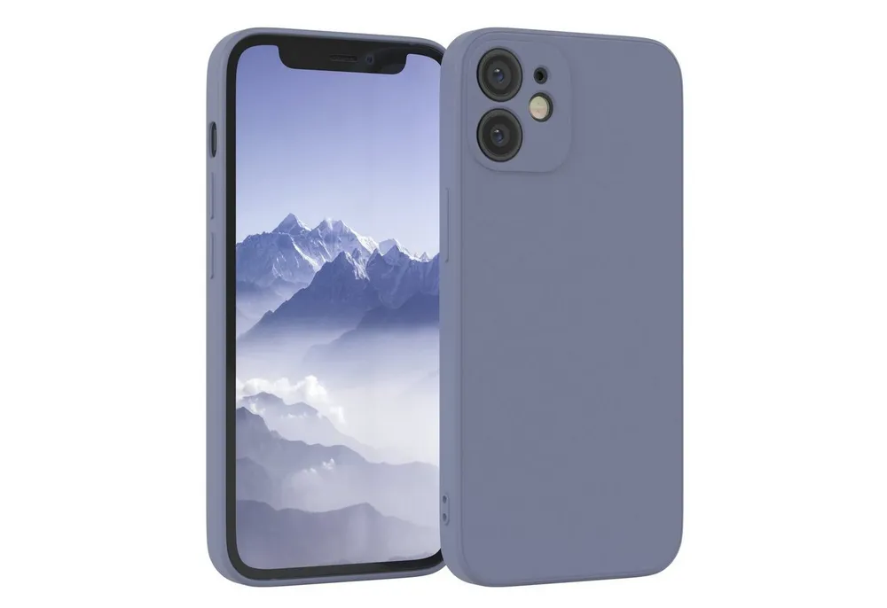 EAZY CASE Handyhülle für Apple iPhone 12 Mini Hülle Silikon 5,4 Zoll, Silikon Schutzhülle mit Kameraschutz Matt Back Cover Soft Eis Blau