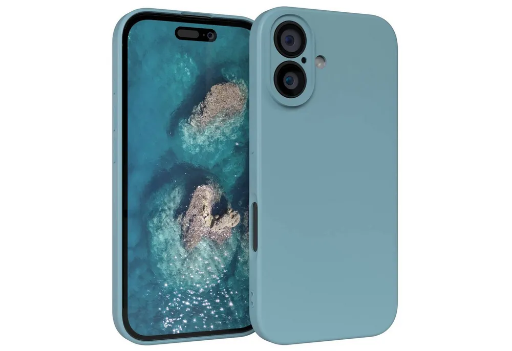 EAZY CASE Handyhülle für Apple iPhone 16 Hülle Silikon 6,1 Zoll, TPU Silikon Bumper Case stoßfest Slimcover Schutzhülle Etui Blaugrün