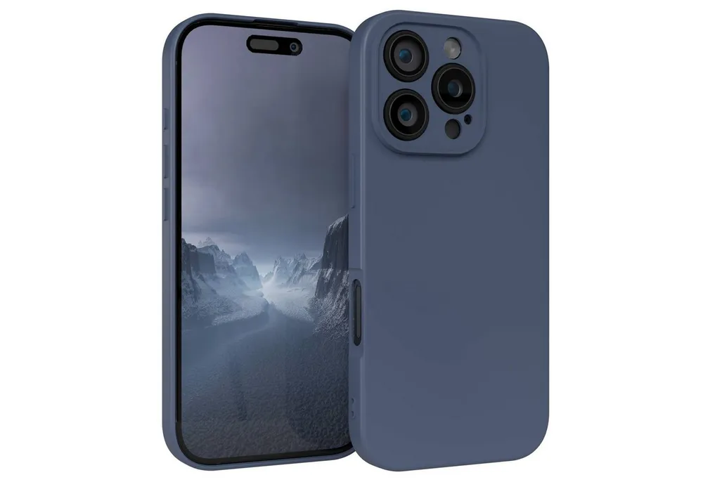 EAZY CASE Handyhülle für Apple iPhone 16 Pro Hülle Silikon 6,3 Zoll, Handy Softcase mattierte Silikonhülle Back Cover Soft Blau / Petrol
