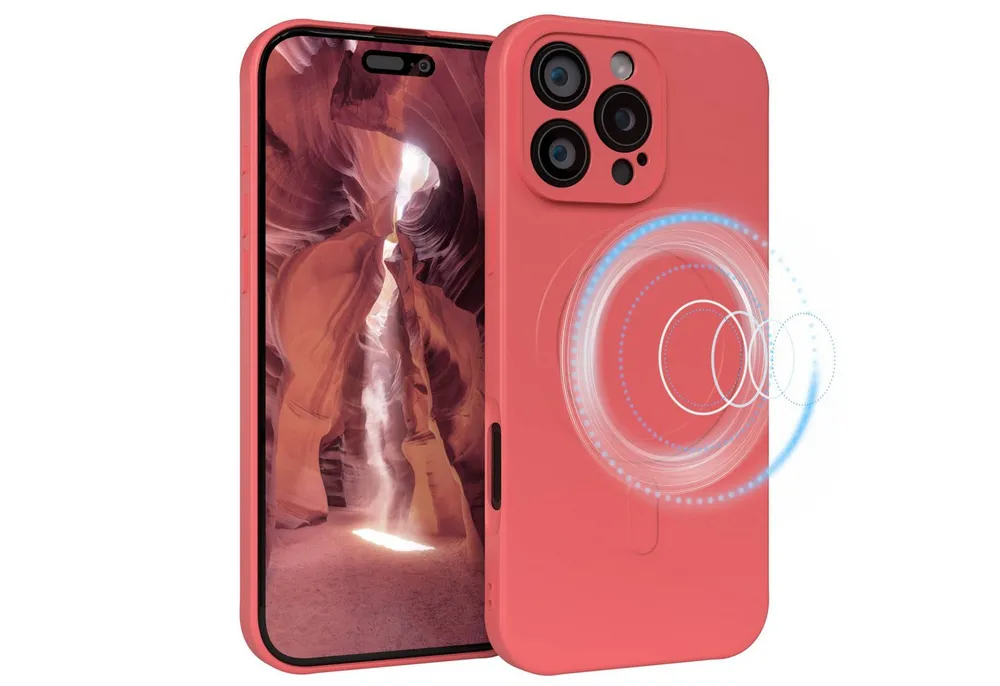 EAZY CASE Handyhülle für Apple iPhone 16 Pro Max Hülle Silikon 6,9 Zoll, MagSafe Silikonhülle Kameraschutz stoßfest Handyhülle Matt Hellrot
