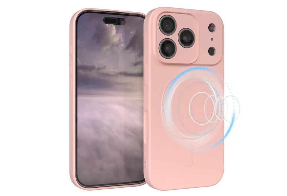 EAZY CASE Handyhülle für Apple iPhone 17 Pro Hülle Silikon 6,3 Zoll, MagSafe Schutzhülle Silikoncover mit Kameraschutz Rosa / Altrosa