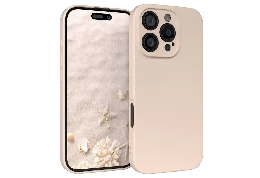 EAZY CASE Handyhülle für Apple iPhone 16 Pro Hülle Silikon 6,3 Zoll, Bumper Case Matt Slimcover Silikonschutzhülle elastisch Taupe / Beige
