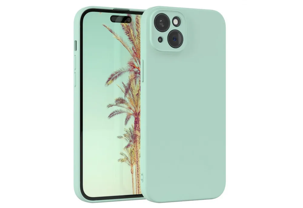 EAZY CASE Handyhülle für Apple iPhone 15 Plus Hülle Silikon 6,7 Zoll, Hülle Silikon kratzfest Smart Slimcover Bumper Case Etui Mint Grün