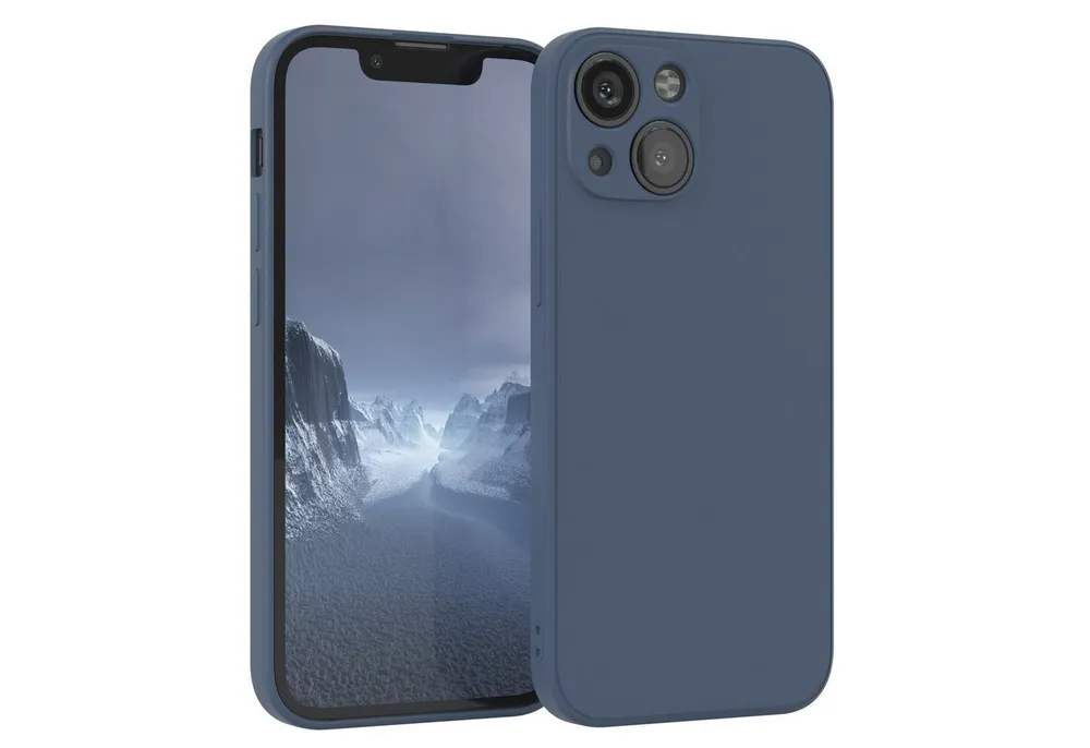 EAZY CASE Handyhülle für Apple iPhone 13 Mini Hülle Silikon 5,4 Zoll, Handy Softcase mattierte Silikonhülle Back Cover Soft Blau / Petrol