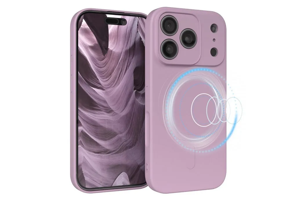 EAZY CASE Handyhülle für Apple iPhone 17 Pro Hülle Silikon 6,3 Zoll, MagSafe Slimcover Kameraschutz Qi-Charging Softcover weich Flieder