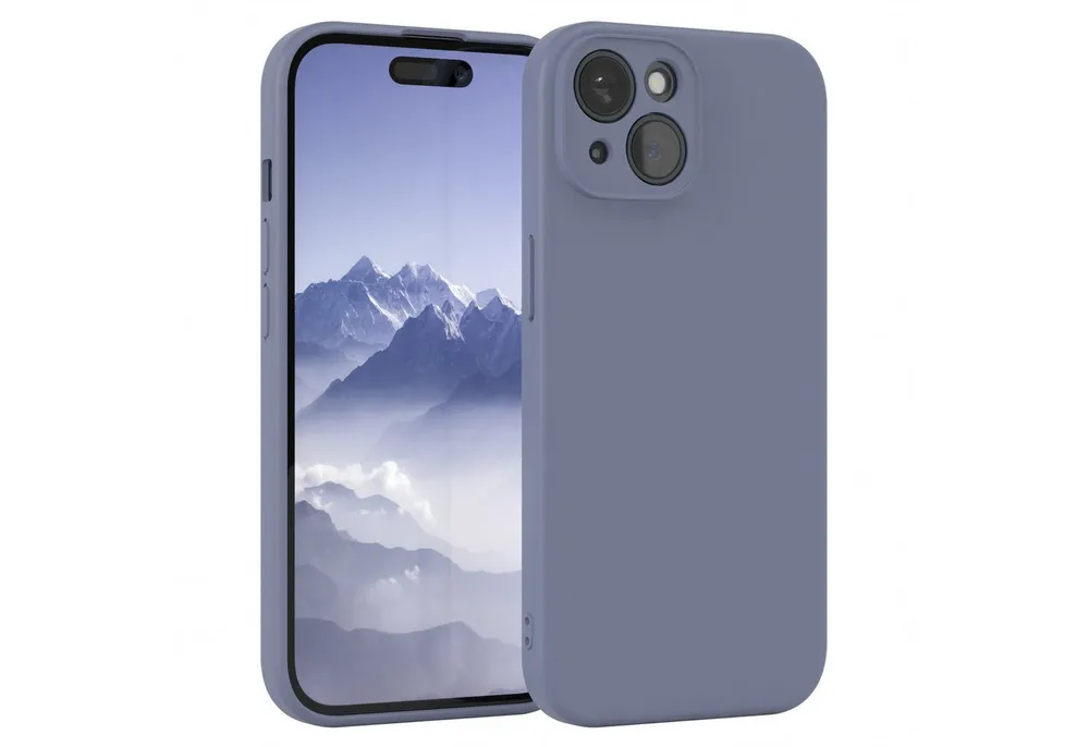 EAZY CASE Handyhülle für Apple iPhone 15 Hülle Silikon 6,1 Zoll, Silikon Schutzhülle mit Kameraschutz Matt Back Cover Soft Eis Blau