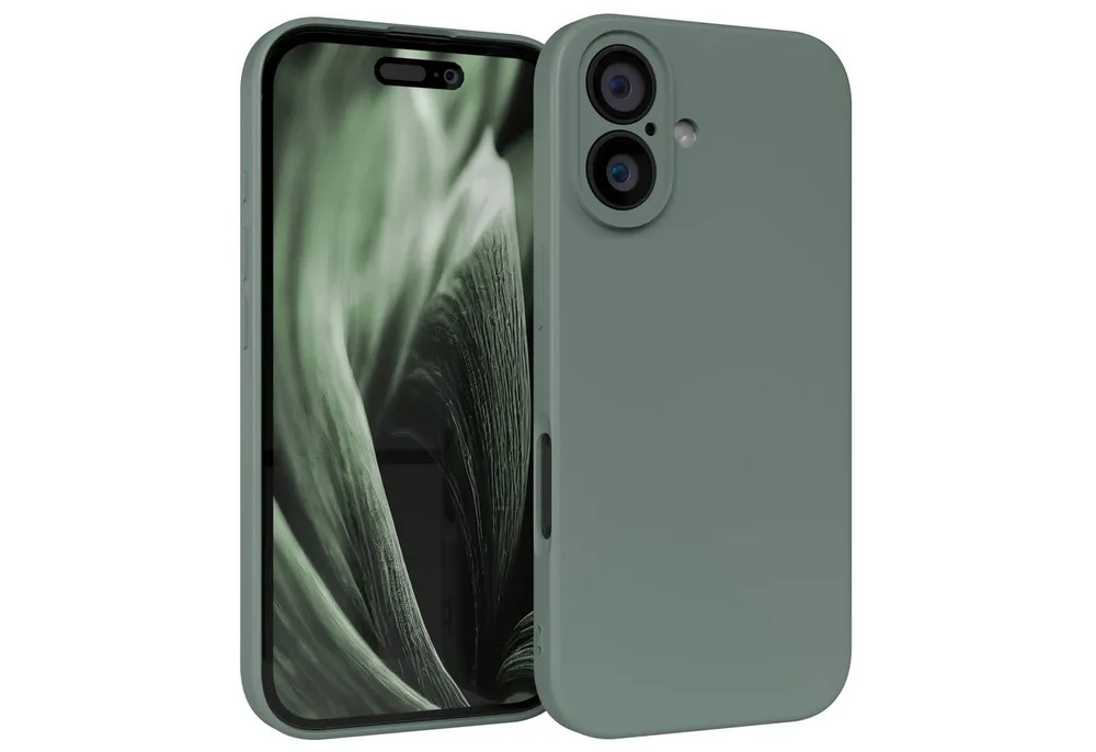 EAZY CASE Handyhülle für Apple iPhone 16 Hülle Silikon 6,1 Zoll, Schutzhülle mit Kameraschutz stoßfest telefonhülle Matt Dunkelgrün