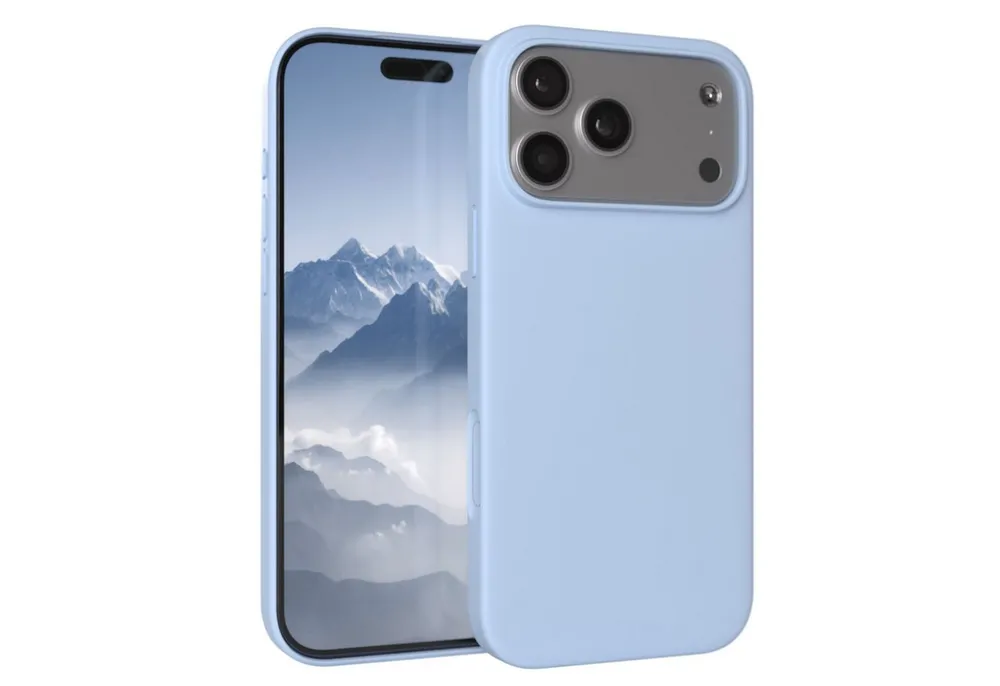 EAZY CASE Handyhülle für Apple iPhone 17 Pro Max Hülle Silikon 6,9 Zoll, Slimcover mit Displayschutz Hülle Bumper Case kratzfest Etui Hellblau