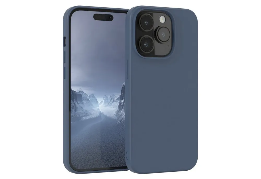 EAZY CASE Handyhülle für Apple iPhone 14 Pro Hülle Silikon 6,1 Zoll, Handy Softcase mattierte Silikonhülle Back Cover Soft Blau / Petrol