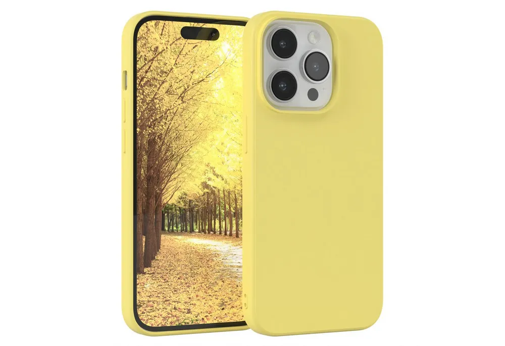 EAZY CASE Handyhülle für Apple iPhone 14 Pro Hülle Silikon 6,1 Zoll, Handy Softcase stoßfest Hülle mit Kameraschutz bumper tpuhülle Gelb