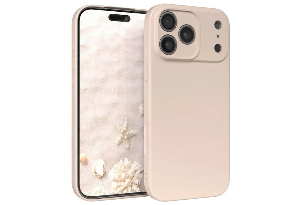 EAZY CASE Handyhülle für Apple iPhone 17 Pro Max Hülle Silikon 6,9 Zoll, Bumper Case Matt Slimcover Silikonschutzhülle elastisch Taupe / Beige