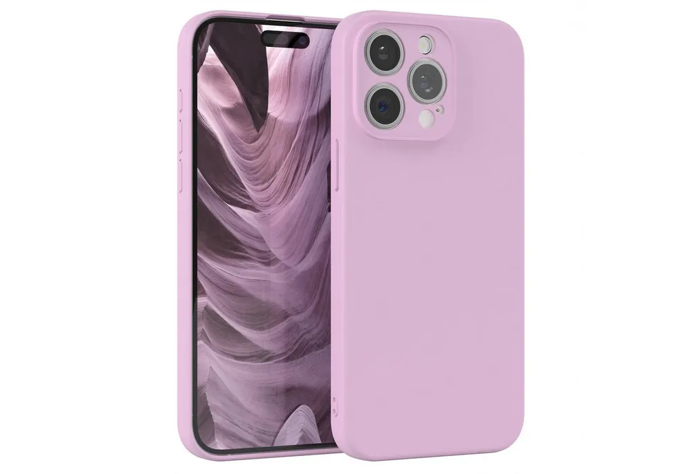 EAZY CASE Handyhülle für Apple iPhone 15 Pro Max Hülle Silikon 6,7 Zoll, Hülle mit Kameraschutz Handycase Soft Smart Slimcover Lila / Flieder