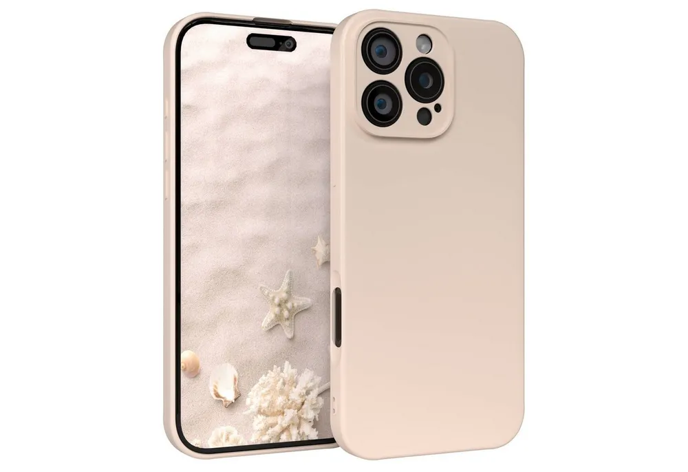 EAZY CASE Handyhülle für Apple iPhone 16 Pro Max Hülle Silikon 6,9 Zoll, Bumper Case Matt Slimcover Silikonschutzhülle elastisch Taupe / Beige