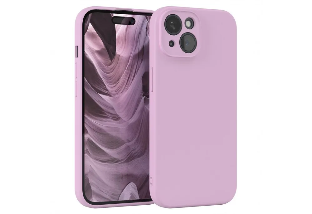 EAZY CASE Handyhülle für Apple iPhone 15 Hülle Silikon 6,1 Zoll, Hülle mit Kameraschutz Handycase Soft Smart Slimcover Lila / Flieder