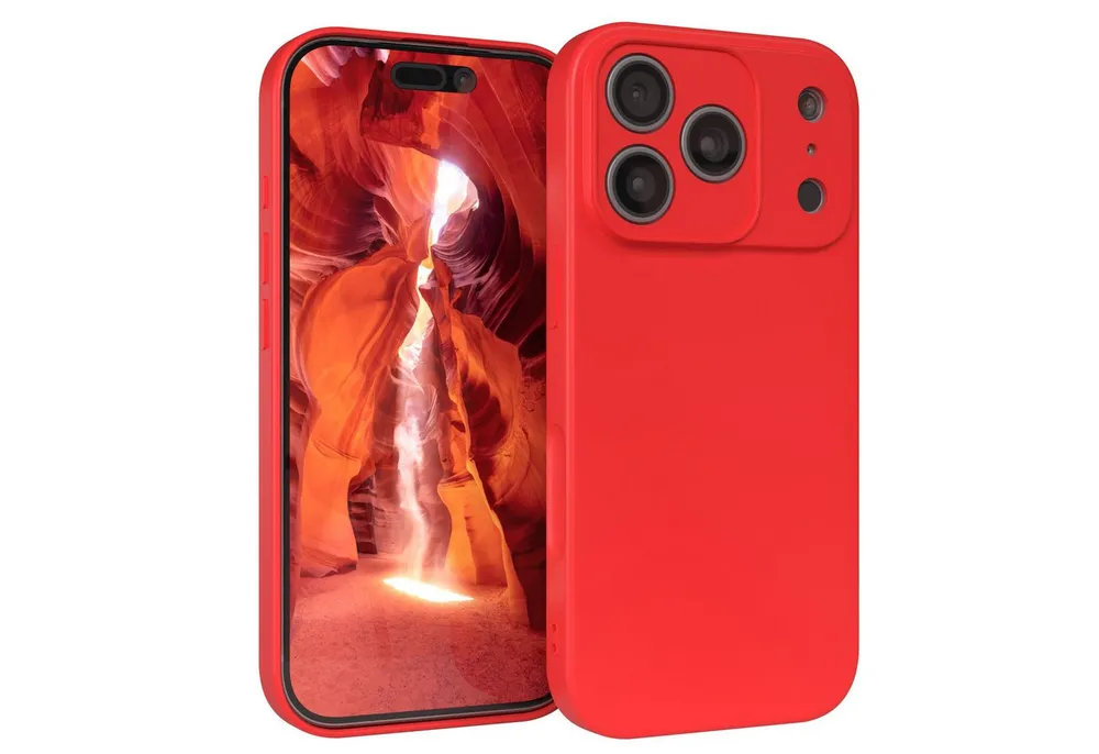 EAZY CASE Handyhülle für Apple iPhone 17 Pro Hülle Silikon 6,3 Zoll, Silikon Schutzhülle mit Kameraschutz stoßfest Handycover elastisch Rot