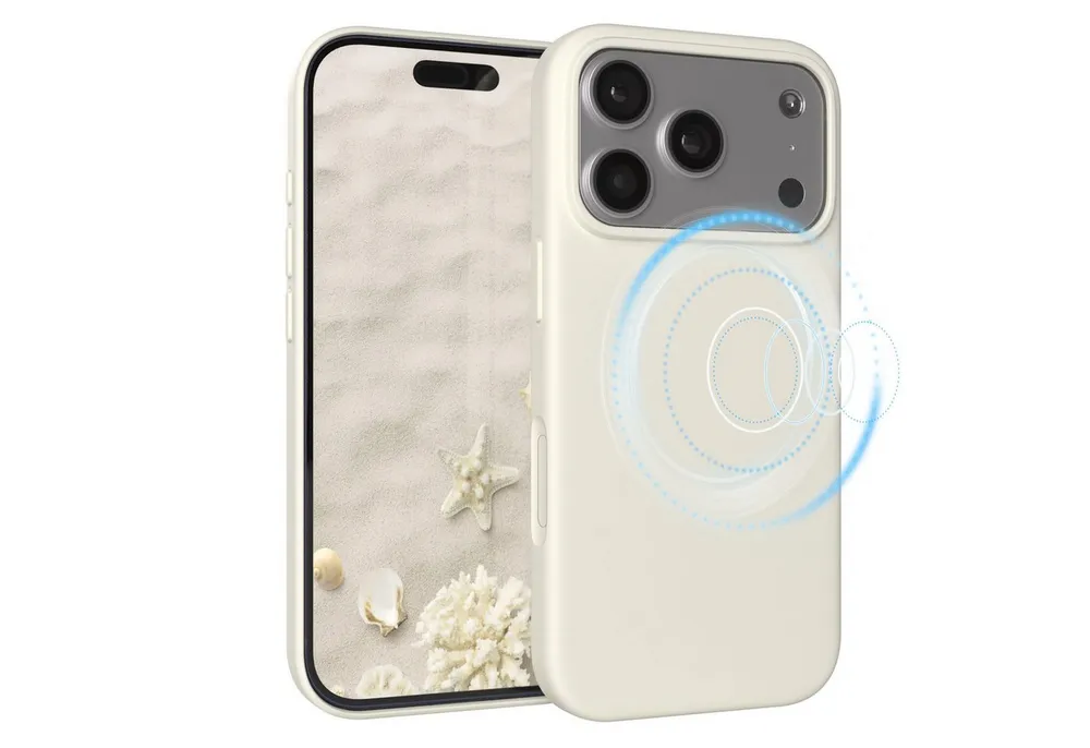 EAZY CASE Handyhülle für Apple iPhone 17 Pro Hülle Silikon 6,3 Zoll, Schutzcase mit MagSafe Slimcover Silikonschutzhülle elastisch Taupe