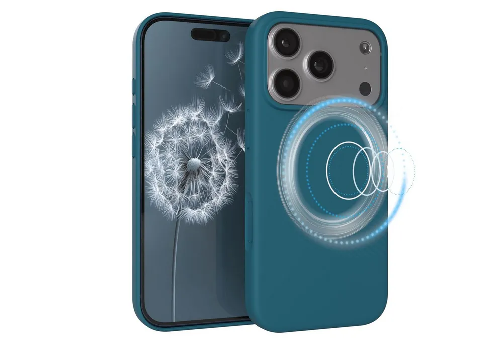 EAZY CASE Handyhülle für Apple iPhone 17 Pro Hülle Silikon 6,3 Zoll, TPU Schutzhülle MagSafe mit Kameraschutz kratzfestes Bumper Petrol