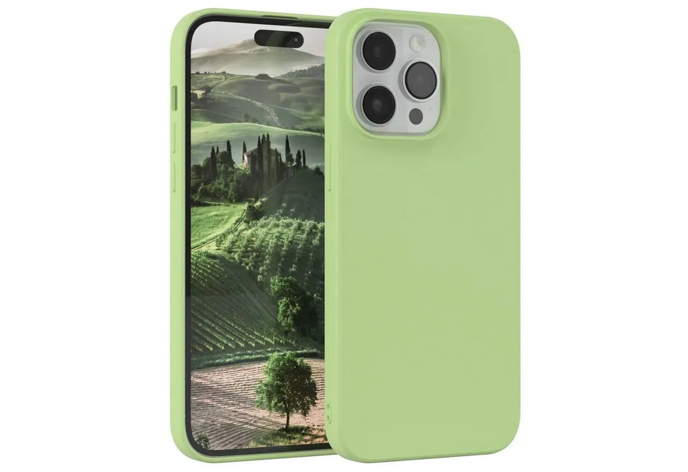EAZY CASE Handyhülle für Apple iPhone 14 Pro Max Hülle Silikon 6,7 Zoll, Smart Slimcover Matt Silikon Schutzhülle mit Kameraschutz tpu Grün