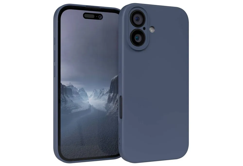 EAZY CASE Handyhülle für Apple iPhone 16 Hülle Silikon 6,1 Zoll, Handy Softcase mattierte Silikonhülle Back Cover Soft Blau / Petrol