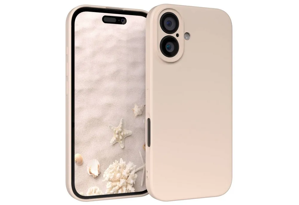 EAZY CASE Handyhülle für Apple iPhone 16 Hülle Silikon 6,1 Zoll, Bumper Case Matt Slimcover Silikonschutzhülle elastisch Taupe / Beige