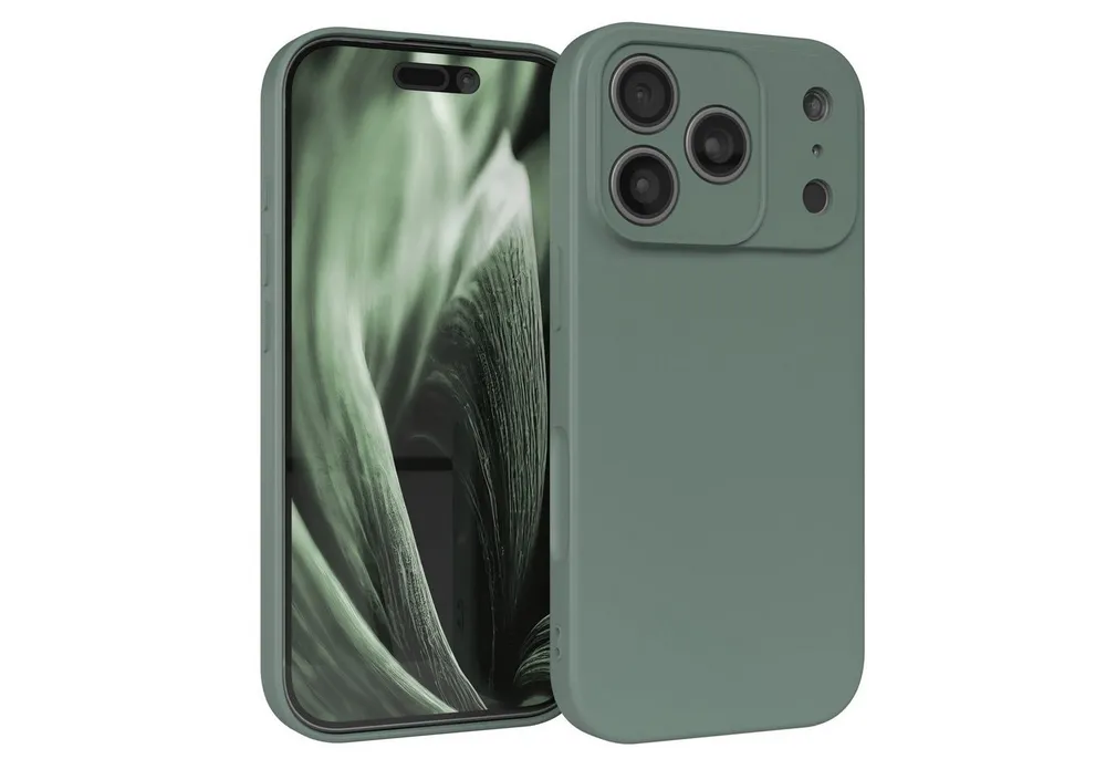 EAZY CASE Handyhülle für Apple iPhone 17 Pro Hülle Silikon 6,3 Zoll, Schutzhülle mit Kameraschutz stoßfest telefonhülle Matt Dunkelgrün