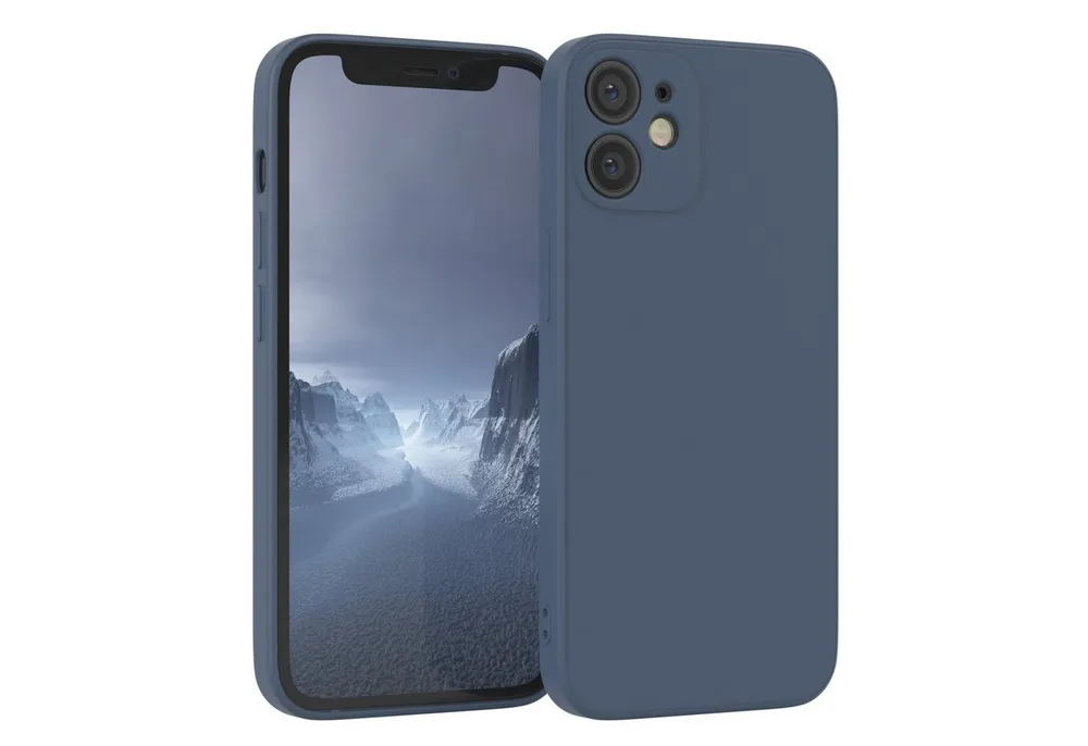 EAZY CASE Handyhülle für Apple iPhone 12 Mini Hülle Silikon 5,4 Zoll, Handy Softcase mattierte Silikonhülle Back Cover Soft Blau / Petrol