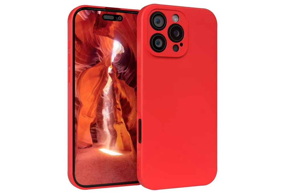 EAZY CASE Handyhülle für Apple iPhone 16 Pro Max Hülle Silikon 6,9 Zoll, Silikon Schutzhülle mit Kameraschutz stoßfest Handycover elastisch Rot