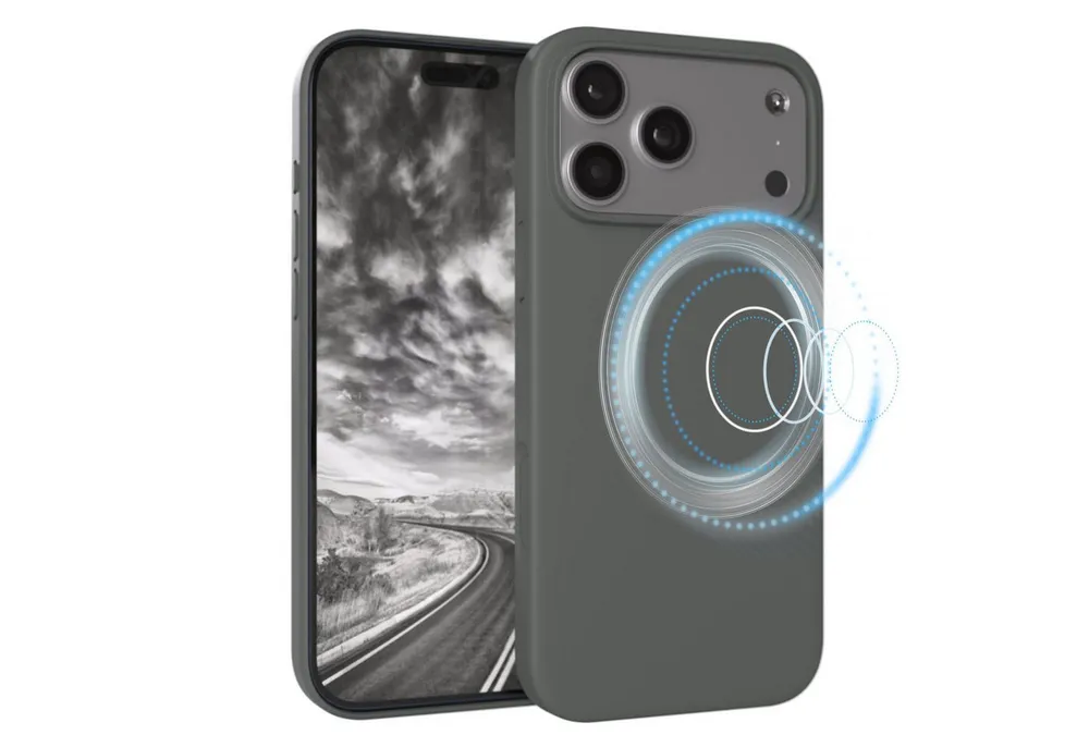 EAZY CASE Handyhülle für Apple iPhone 17 Pro Max Hülle Silikon 6,9 Zoll, TPU MagSafe Schutzhülle kratzfest Back Cover Kameraschutz Dunkelgrau
